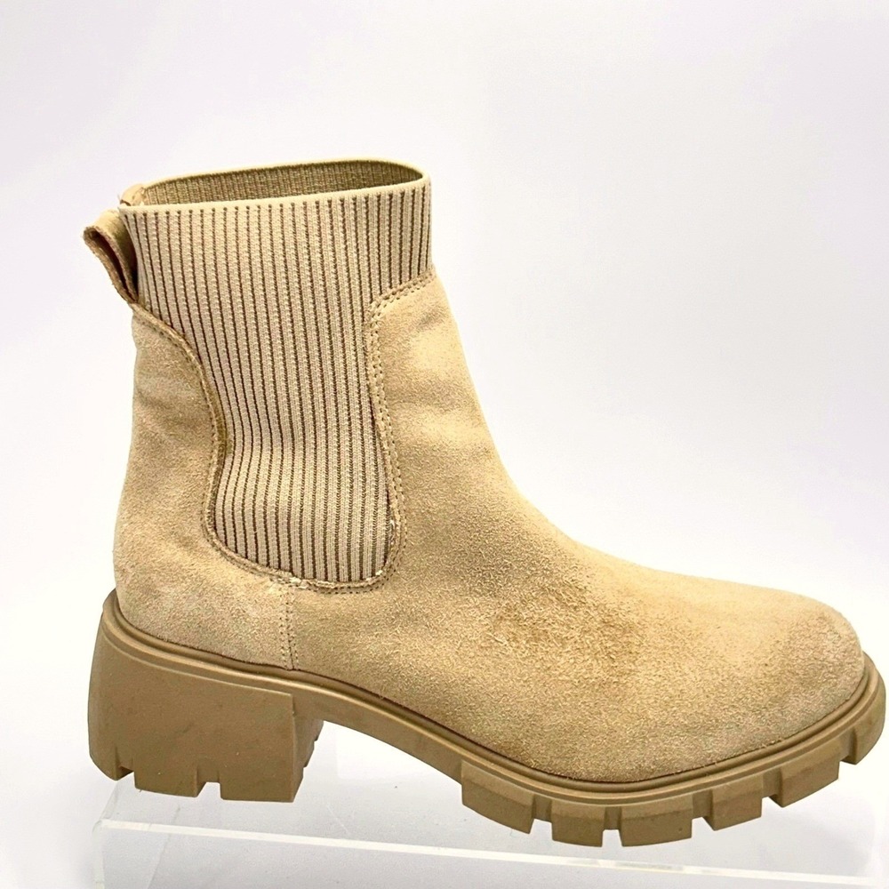 Steve Madden Size 10 Tan‎ Suede Boot Block Lug Sole Chelsea NEW Hayle $140
